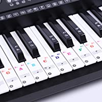 Pegatinas de piano para teclados 49-61-76-88- color blanco- transparente y extraíble (Multi)